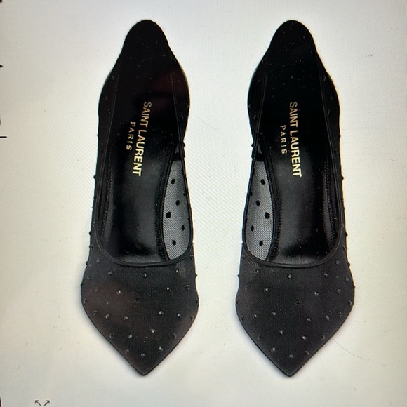 NWOT SAINT LAURENT Anja Pumps with Rhinestone Mesh black size 37.5 - Picture 3 of 9